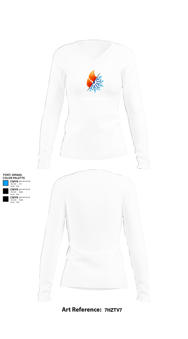 Womens Long Sleeve Vneck Shirt, Pointer services hvac, , Teamtime, Team time, sublimation, custom sports apparel, team uniforms, spirit wear, spiritwear, sports uniforms, custom shirts, team store, custom team store, fundraiser sports, apparel fundraiser