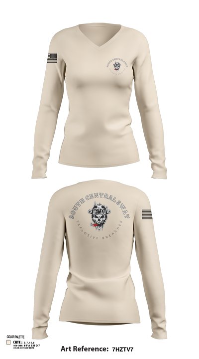 SCR SWAT 20912043 Women's Long Sleeve V-neck Shirt - 104