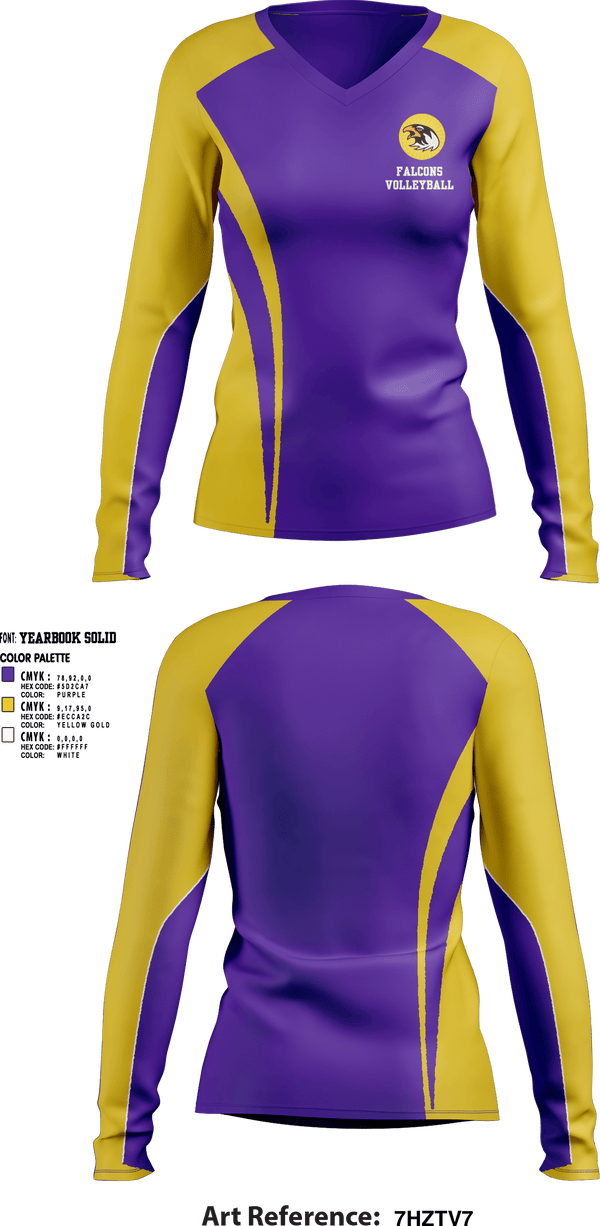 Womens Long Sleeve Vneck Shirt, Falcons Volleyball, Women's Volleyball, Teamtime, Team time, sublimation, custom sports apparel, team uniforms, spirit wear, spiritwear, sports uniforms, custom shirts, team store, custom team store, fundraiser sports, apparel fundraiser