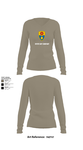 Womens Long Sleeve Vneck Shirt 1, 870th mp company, Army, Teamtime, Team time, sublimation, custom sports apparel, team uniforms, spirit wear, spiritwear, sports uniforms, custom shirts, team store, custom team store, fundraiser sports, apparel fundraiser