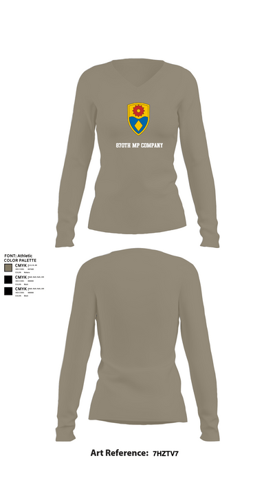 870th mp company 27373000 Women's Long Sleeve V-neck Shirt -1 62