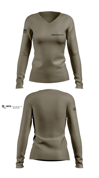 Womens Long Sleeve Vneck Shirt 1, Crime Scene Unit, , Teamtime, Team time, sublimation, custom sports apparel, team uniforms, spirit wear, spiritwear, sports uniforms, custom shirts, team store, custom team store, fundraiser sports, apparel fundraiser