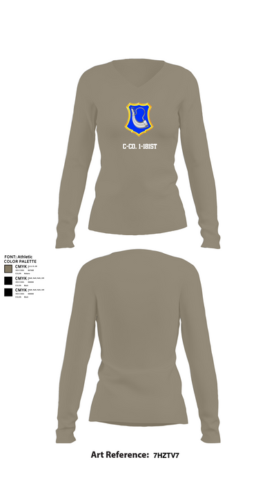 C-Co. 1-181st 51621268 Women's Long Sleeve V-neck Shirt - 59