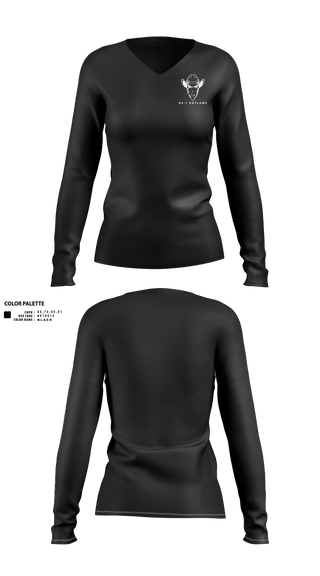 Womens Long Sleeve Vneck Shirt, DC-1 Outlaws, , Teamtime, Team time, sublimation, custom sports apparel, team uniforms, spirit wear, spiritwear, sports uniforms, custom shirts, team store, custom team store, fundraiser sports, apparel fundraiser