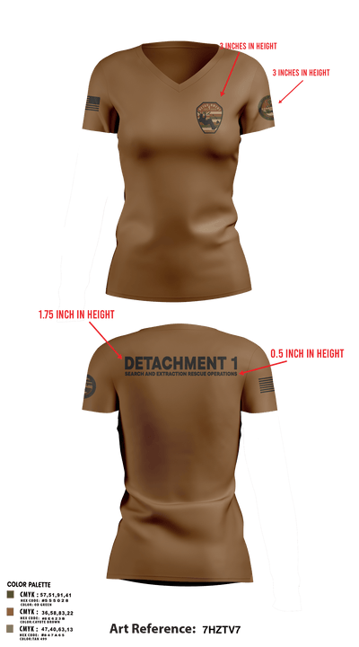 Detachment 1 27221981 Women's Short Sleeve V-neck Shirt - 32