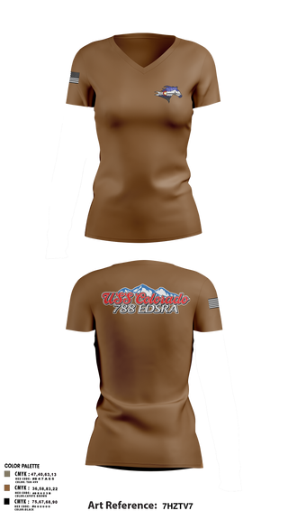 Womens Short Sleeve Vneck Shirt, USS Colorado, Navy, Teamtime, Team time, sublimation, custom sports apparel, team uniforms, spirit wear, spiritwear, sports uniforms, custom shirts, team store, custom team store, fundraiser sports, apparel fundraiser