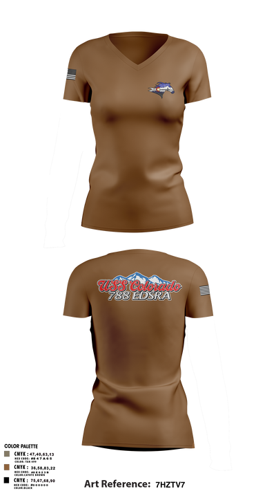 USS Colorado 62419768 Women's Short Sleeve V-neck Shirt - 9