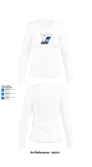 Womens Long Sleeve Vneck Shirt, YAC Foundation (Young Athletes For Christ), Spirit Store, Teamtime, Team time, sublimation, custom sports apparel, team uniforms, spirit wear, spiritwear, sports uniforms, custom shirts, team store, custom team store, fundraiser sports, apparel fundraiser