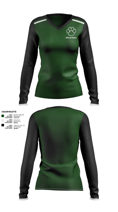 Panthers Volleyball 30549328 Women's Long Sleeve V-neck Shirt - 45