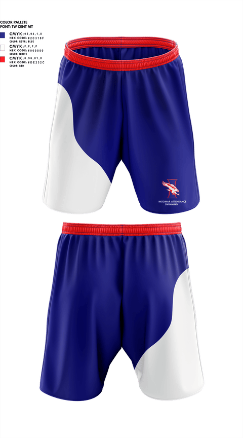 Athletic Shorts With Pockets, Ingomar Attendance Center (High School) Swimming, Swimming, Teamtime, Team time, sublimation, custom sports apparel, team uniforms, spirit wear, spiritwear, sports uniforms, custom shirts, team store, custom team store, fundraiser sports, apparel fundraiser
