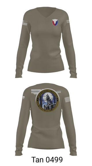 Women's Long Sleeve Vneck Shirt, USAG Fort Hunter Liggett, Army, Teamtime, Team time, sublimation, custom sports apparel, team uniforms, spirit wear, spiritwear, sports uniforms, custom shirts, team store, custom team store, fundraiser sports, apparel fundraiser