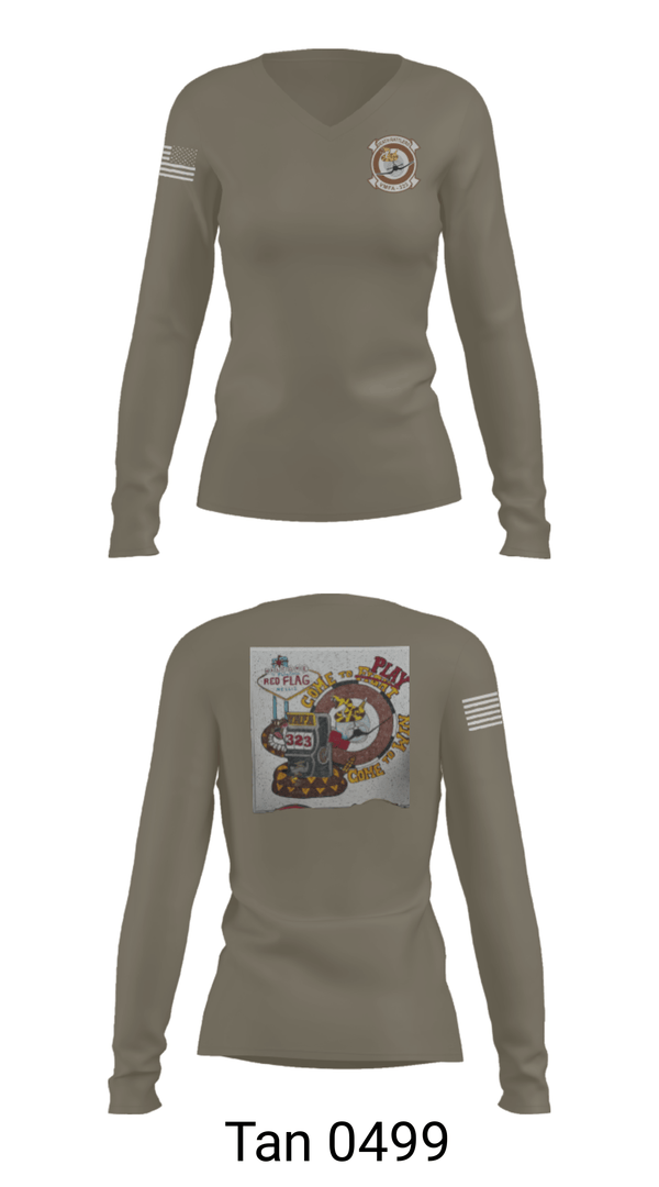 Women's Long Sleeve Vneck Shirt, VMFA-323, Marines, Teamtime, Team time, sublimation, custom sports apparel, team uniforms, spirit wear, spiritwear, sports uniforms, custom shirts, team store, custom team store, fundraiser sports, apparel fundraiser