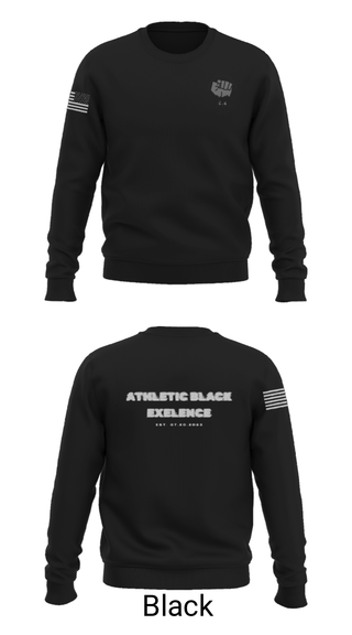 Crew Neck Sweatshirt, Athletic Black Excellence, Track & Field, Teamtime, Team time, sublimation, custom sports apparel, team uniforms, spirit wear, spiritwear, sports uniforms, custom shirts, team store, custom team store, fundraiser sports, apparel fundraiser