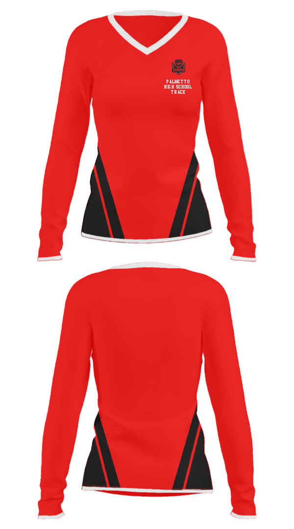 Women's Long Sleeve Vneck Shirt, Palmetto High School Track, Track & Field, Teamtime, Team time, sublimation, custom sports apparel, team uniforms, spirit wear, spiritwear, sports uniforms, custom shirts, team store, custom team store, fundraiser sports, apparel fundraiser