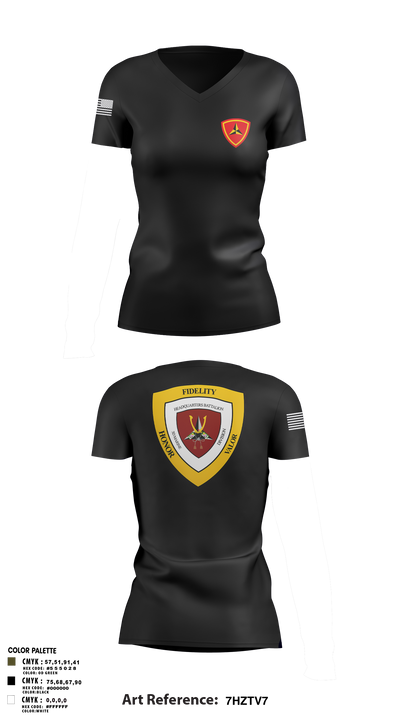 HQBN 3D MARDIV 36119636 Women's Short Sleeve V-neck Shirt - 3