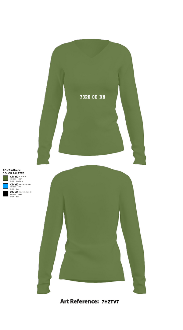 Womens Long Sleeve Vneck Shirt, 73rd OD Bn, Army, Teamtime, Team time, sublimation, custom sports apparel, team uniforms, spirit wear, spiritwear, sports uniforms, custom shirts, team store, custom team store, fundraiser sports, apparel fundraiser