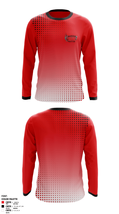 Badger Youth Wrestling Club 17297519 Long Sleeve Rash Guard Shirt - 1
