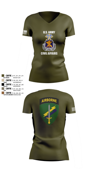 Womens Short Sleeve Vneck Shirt, Civil Affairs Schoolhouse, , Teamtime, Team time, sublimation, custom sports apparel, team uniforms, spirit wear, spiritwear, sports uniforms, custom shirts, team store, custom team store, fundraiser sports, apparel fundraiser