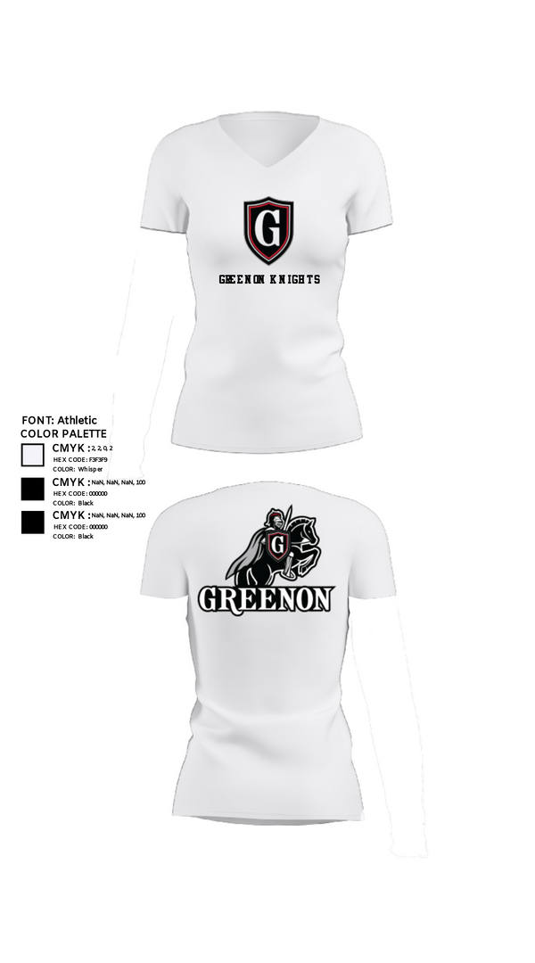 Womens Short Sleeve Vneck Shirt, Greenon Knights, Women's Volleyball, Teamtime, Team time, sublimation, custom sports apparel, team uniforms, spirit wear, spiritwear, sports uniforms, custom shirts, team store, custom team store, fundraiser sports, apparel fundraiser