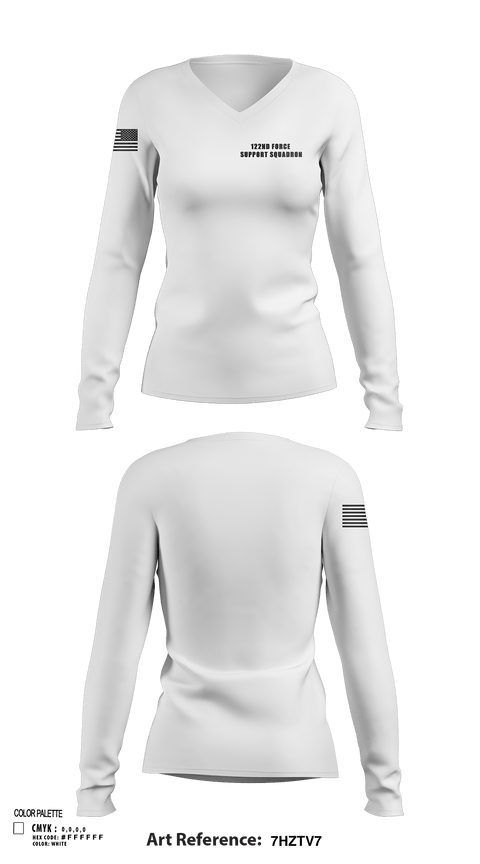 Womens Long Sleeve Vneck Shirt, 122nd Force Support Squadron, Air Force, Teamtime, Team time, sublimation, custom sports apparel, team uniforms, spirit wear, spiritwear, sports uniforms, custom shirts, team store, custom team store, fundraiser sports, apparel fundraiser