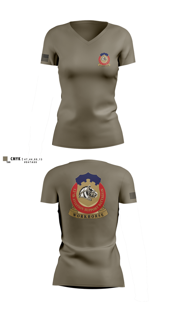 Womens Short Sleeve Vneck Shirt, 127th ASB WORKHORSE, Army, Teamtime, Team time, sublimation, custom sports apparel, team uniforms, spirit wear, spiritwear, sports uniforms, custom shirts, team store, custom team store, fundraiser sports, apparel fundraiser