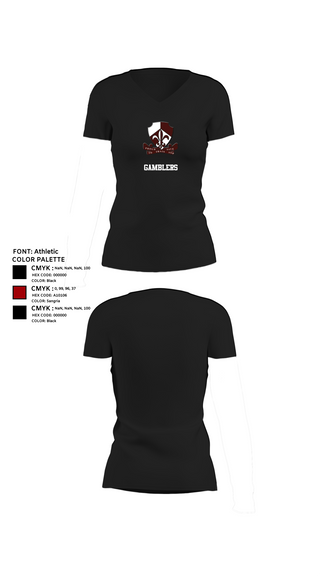 Womens Short Sleeve Vneck Shirt, Gamblers, Army, Teamtime, Team time, sublimation, custom sports apparel, team uniforms, spirit wear, spiritwear, sports uniforms, custom shirts, team store, custom team store, fundraiser sports, apparel fundraiser