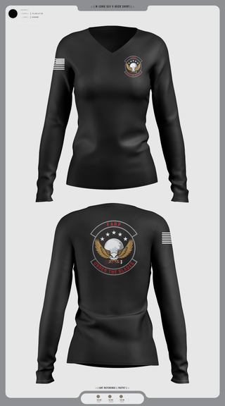 Womens Long Sleeve Vneck Shirt, FARP, Air Force, Teamtime, Team time, sublimation, custom sports apparel, team uniforms, spirit wear, spiritwear, sports uniforms, custom shirts, team store, custom team store, fundraiser sports, apparel fundraiser