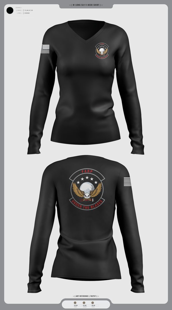 Womens Long Sleeve Vneck Shirt, FARP, Air Force, Teamtime, Team time, sublimation, custom sports apparel, team uniforms, spirit wear, spiritwear, sports uniforms, custom shirts, team store, custom team store, fundraiser sports, apparel fundraiser