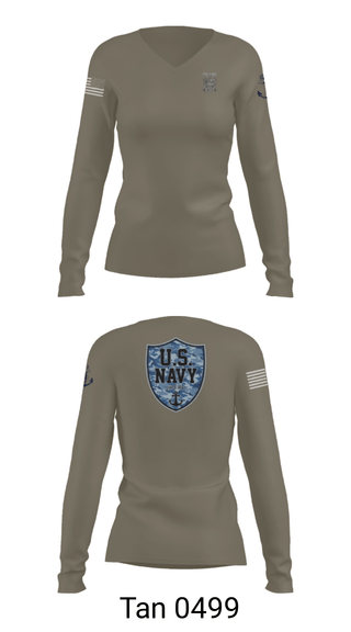 Women's Long Sleeve Vneck Shirt, CVN 77 George HW Bus, Navy, Teamtime, Team time, sublimation, custom sports apparel, team uniforms, spirit wear, spiritwear, sports uniforms, custom shirts, team store, custom team store, fundraiser sports, apparel fundraiser