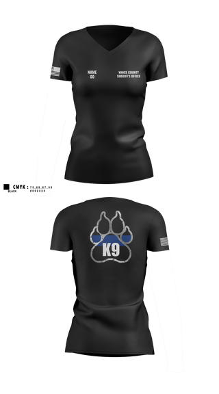 Womens Short Sleeve Vneck Shirt, Vance County Sheriff's Office  K9 Unit, Police, Teamtime, Team time, sublimation, custom sports apparel, team uniforms, spirit wear, spiritwear, sports uniforms, custom shirts, team store, custom team store, fundraiser sports, apparel fundraiser