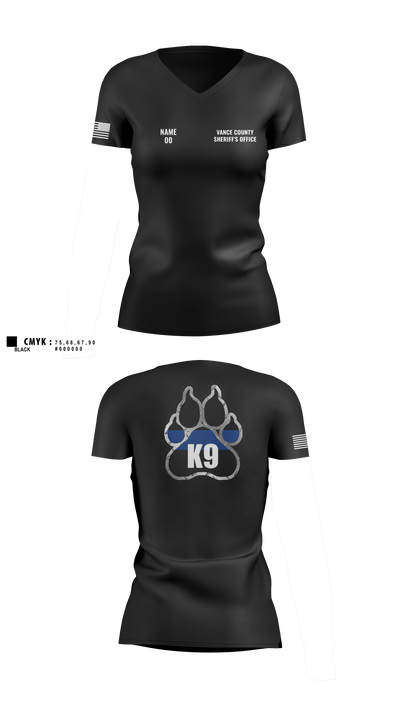 Vance County Sheriff's Office  K9 Unit 48237740 Women's Short Sleeve V-neck Shirt - 10
