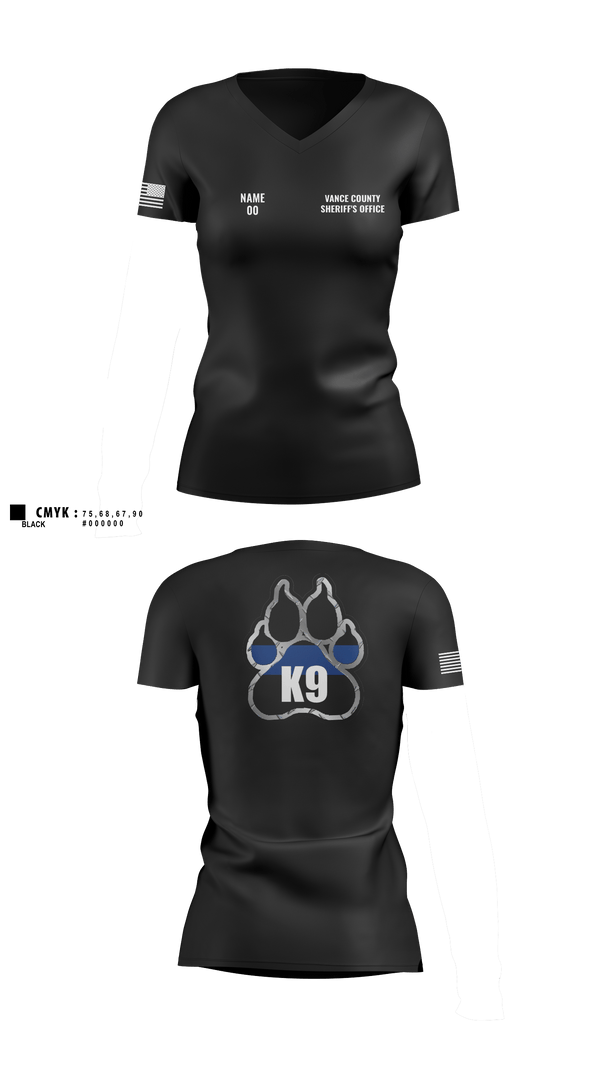 Womens Short Sleeve Vneck Shirt, Vance County Sheriff's Office  K9 Unit, Police, Teamtime, Team time, sublimation, custom sports apparel, team uniforms, spirit wear, spiritwear, sports uniforms, custom shirts, team store, custom team store, fundraiser sports, apparel fundraiser