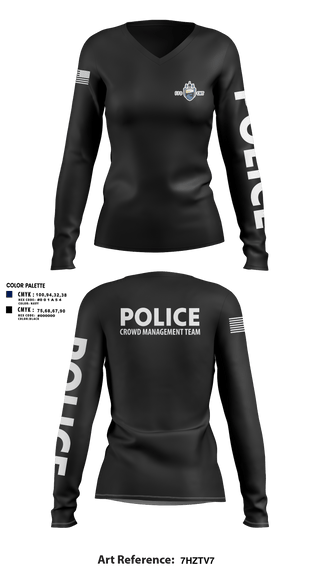 Womens Long Sleeve Vneck Shirt, Fargo PD CMT, Police, Teamtime, Team time, sublimation, custom sports apparel, team uniforms, spirit wear, spiritwear, sports uniforms, custom shirts, team store, custom team store, fundraiser sports, apparel fundraiser