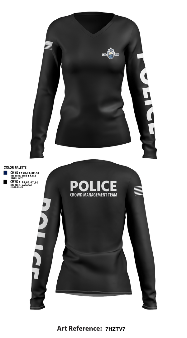 Womens Long Sleeve Vneck Shirt, Fargo PD CMT, Police, Teamtime, Team time, sublimation, custom sports apparel, team uniforms, spirit wear, spiritwear, sports uniforms, custom shirts, team store, custom team store, fundraiser sports, apparel fundraiser
