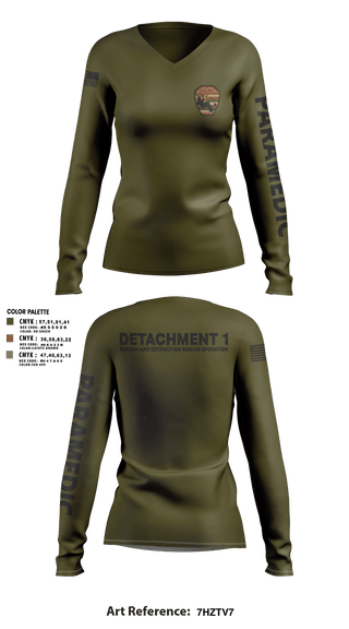 Womens Long Sleeve Vneck Shirt, Detachment 1, Air Force, Teamtime, Team time, sublimation, custom sports apparel, team uniforms, spirit wear, spiritwear, sports uniforms, custom shirts, team store, custom team store, fundraiser sports, apparel fundraiser