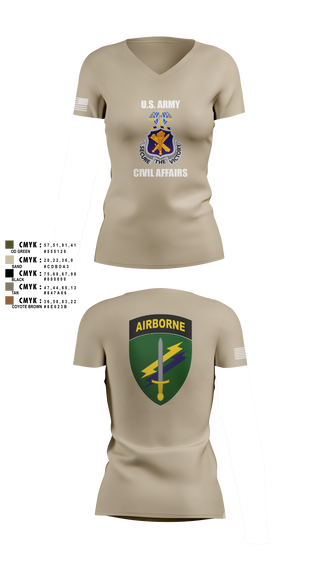 Womens Short Sleeve Vneck Shirt, Civil Affairs Schoolhouse, , Teamtime, Team time, sublimation, custom sports apparel, team uniforms, spirit wear, spiritwear, sports uniforms, custom shirts, team store, custom team store, fundraiser sports, apparel fundraiser