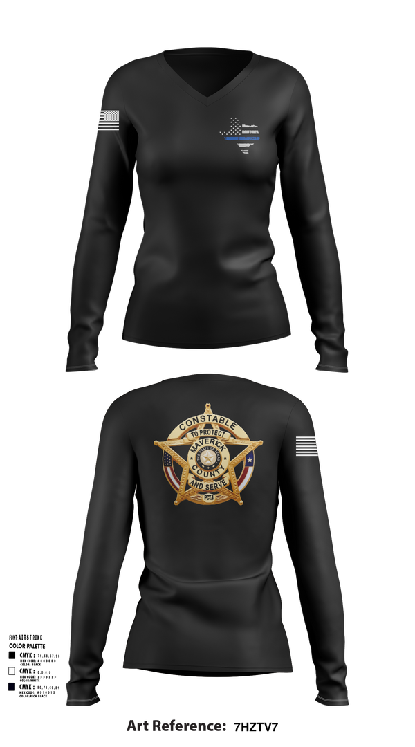 Womens Long Sleeve Vneck Shirt, Maverick County Constable PCT 4, , Teamtime, Team time, sublimation, custom sports apparel, team uniforms, spirit wear, spiritwear, sports uniforms, custom shirts, team store, custom team store, fundraiser sports, apparel fundraiser