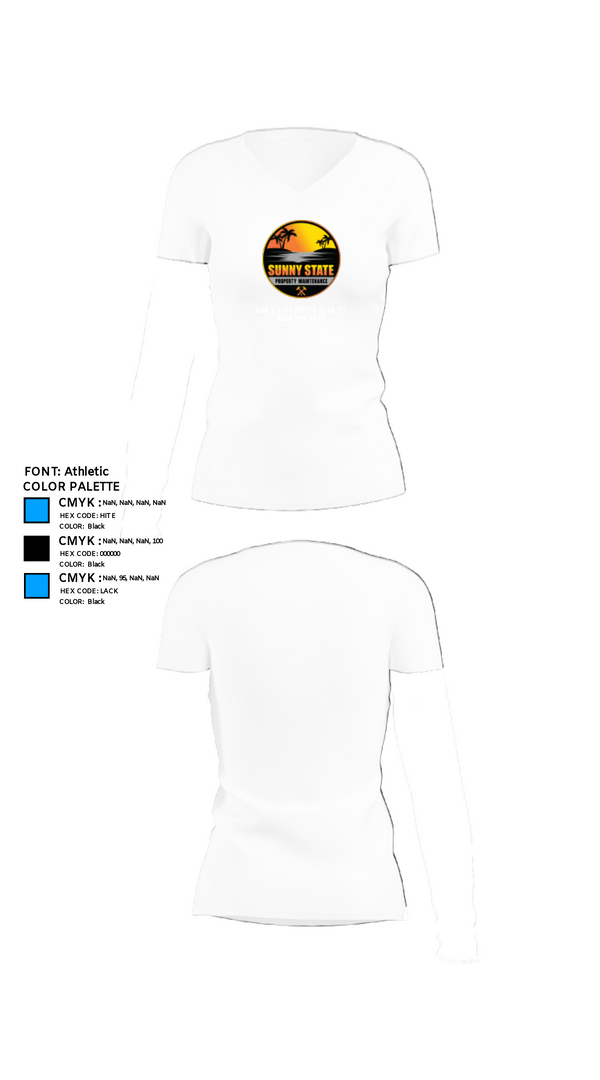 Womens Short Sleeve Vneck Shirt, Sunny State Property Maintenance, , Teamtime, Team time, sublimation, custom sports apparel, team uniforms, spirit wear, spiritwear, sports uniforms, custom shirts, team store, custom team store, fundraiser sports, apparel fundraiser