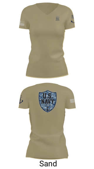 Women's Short Sleeve Vneck Shirt, CVN 77 George HW Bus, Navy, Teamtime, Team time, sublimation, custom sports apparel, team uniforms, spirit wear, spiritwear, sports uniforms, custom shirts, team store, custom team store, fundraiser sports, apparel fundraiser