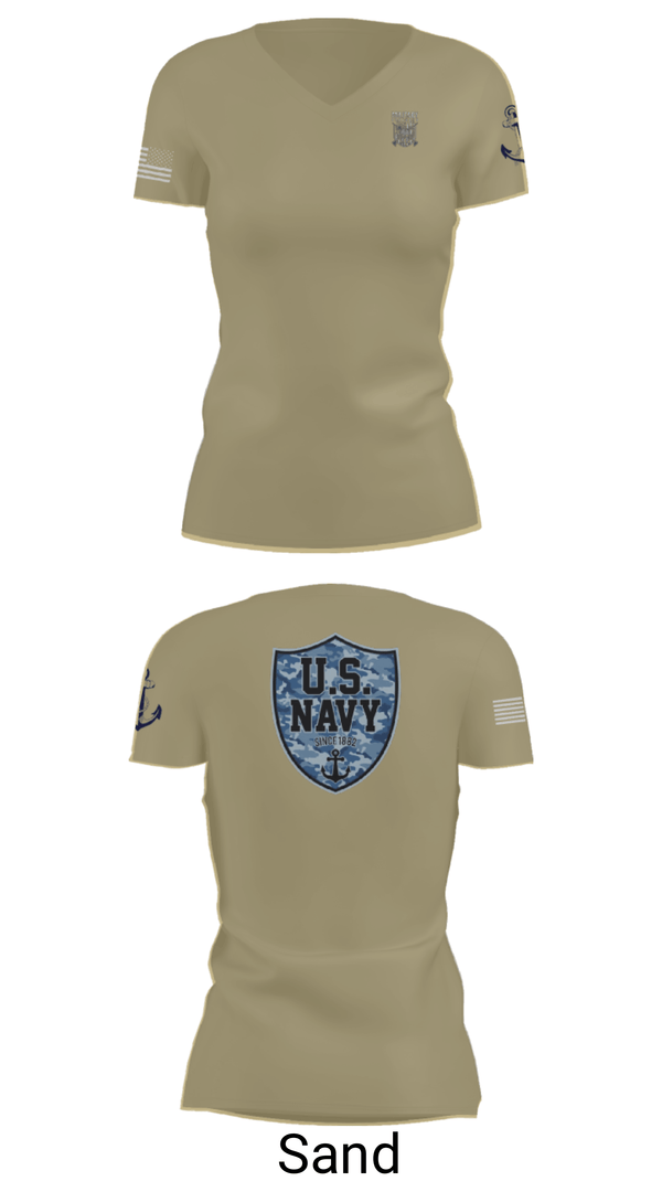 Women's Short Sleeve Vneck Shirt, CVN 77 George HW Bus, Navy, Teamtime, Team time, sublimation, custom sports apparel, team uniforms, spirit wear, spiritwear, sports uniforms, custom shirts, team store, custom team store, fundraiser sports, apparel fundraiser