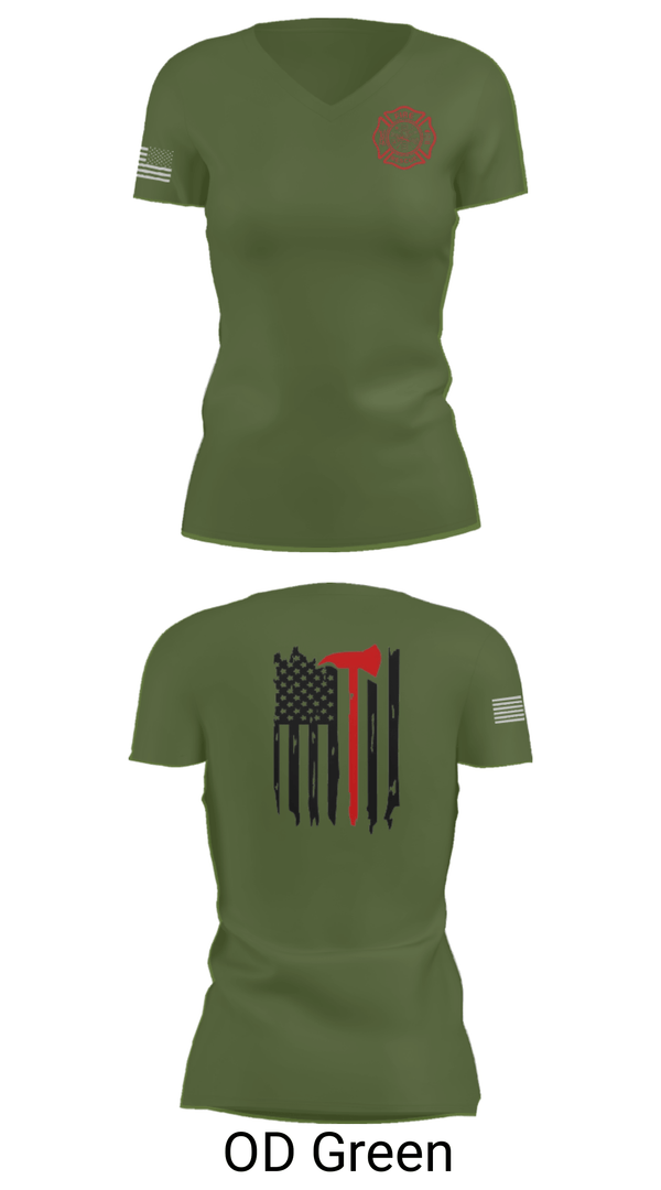Women's Short Sleeve Vneck Shirt, Okay Fire & Rescue, Fire Department, Teamtime, Team time, sublimation, custom sports apparel, team uniforms, spirit wear, spiritwear, sports uniforms, custom shirts, team store, custom team store, fundraiser sports, apparel fundraiser