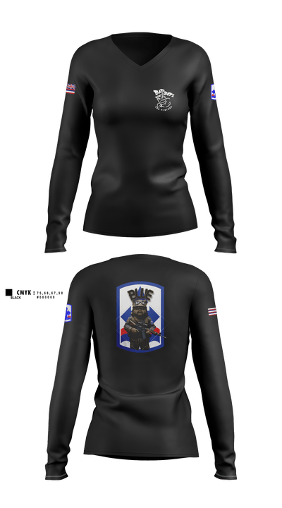 3RD PLT BAD BOYS3RD PLT BAD BOYS 899719921-299 DismountBlue Ewok 2663775 Women's Long Sleeve V-neck Shirt -1 3