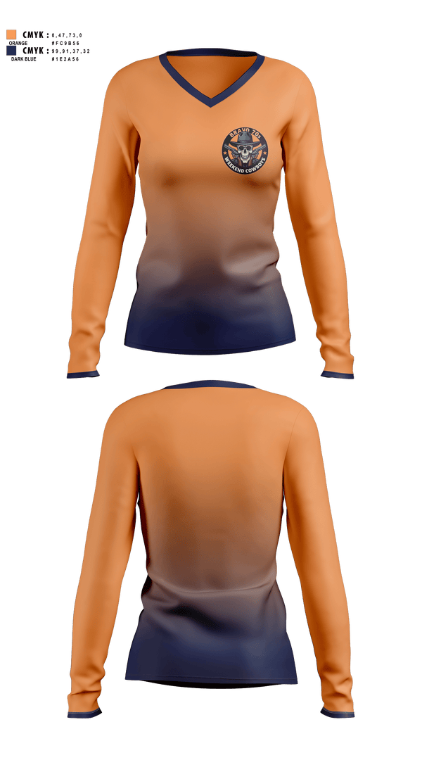Womens Long Sleeve Vneck Shirt, Bravo70s, Police, Teamtime, Team time, sublimation, custom sports apparel, team uniforms, spirit wear, spiritwear, sports uniforms, custom shirts, team store, custom team store, fundraiser sports, apparel fundraiser