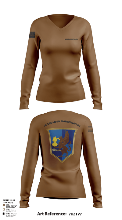 301st MI Battalion 15230161 Women's Long Sleeve V-neck Shirt - 1