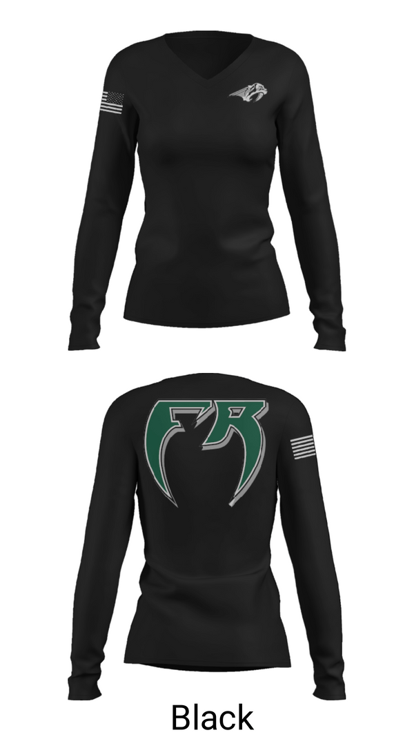Women's Long Sleeve Vneck Shirt, Fossil Ridge High School Baseball, Baseball, Teamtime, Team time, sublimation, custom sports apparel, team uniforms, spirit wear, spiritwear, sports uniforms, custom shirts, team store, custom team store, fundraiser sports, apparel fundraiser