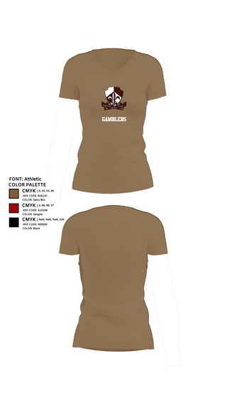 Womens Short Sleeve Vneck Shirt, Gamblers, Army, Teamtime, Team time, sublimation, custom sports apparel, team uniforms, spirit wear, spiritwear, sports uniforms, custom shirts, team store, custom team store, fundraiser sports, apparel fundraiser