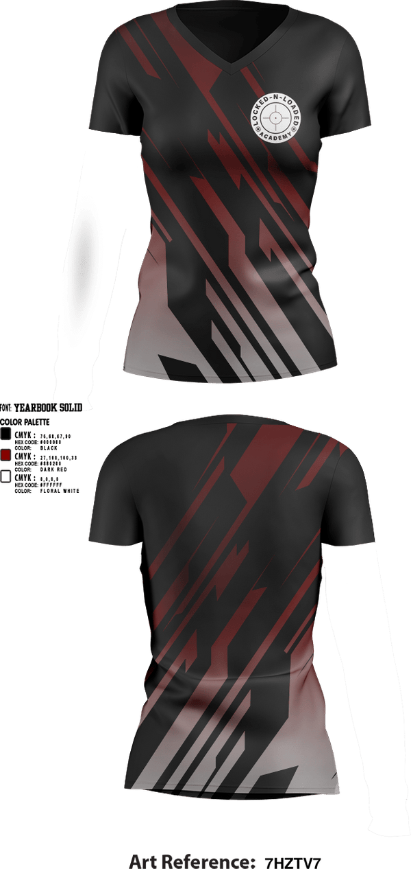 Womens Short Sleeve Vneck Shirt, Locked N Loaded Academy, , Teamtime, Team time, sublimation, custom sports apparel, team uniforms, spirit wear, spiritwear, sports uniforms, custom shirts, team store, custom team store, fundraiser sports, apparel fundraiser