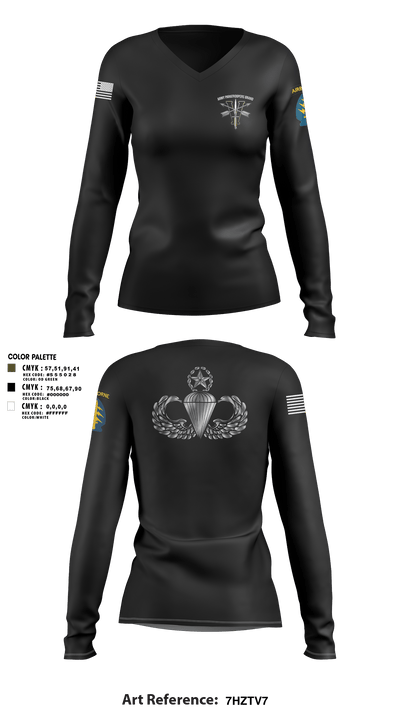 Army Paratroopers Brand 37427971 Women's Long Sleeve V-neck Shirt -1 3