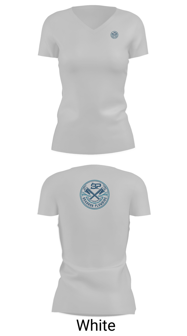 Womens Short Sleeve Vneck Shirt, Brannon Plumbing & Construction, , Teamtime, Team time, sublimation, custom sports apparel, team uniforms, spirit wear, spiritwear, sports uniforms, custom shirts, team store, custom team store, fundraiser sports, apparel fundraiser
