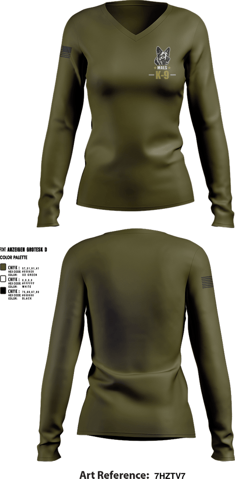 Womens Long Sleeve Vneck Shirt, Mals K9, Police, Teamtime, Team time, sublimation, custom sports apparel, team uniforms, spirit wear, spiritwear, sports uniforms, custom shirts, team store, custom team store, fundraiser sports, apparel fundraiser